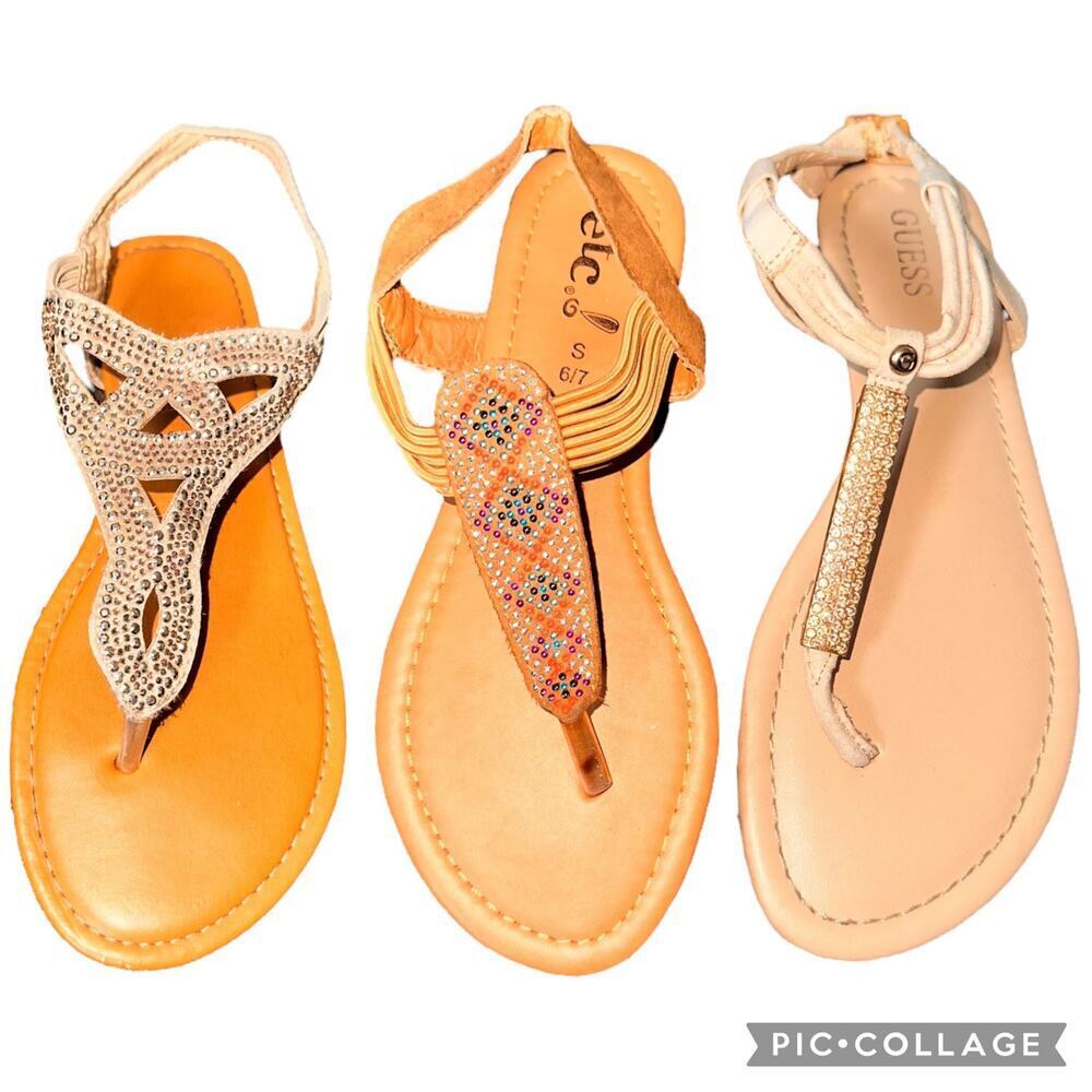 Womens size 6/7 T-Stap flip flops thong - sling back flat sandals​​